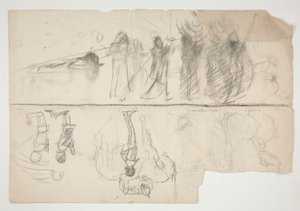 Sheet of Sketches for The Quest of the Holy Grail Mural Series at Boston Public Library (recto); Unidentified Sketch (verso)