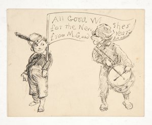 Sketch for a Greeting Card: All Good Wishes for the New Year from M.G. and E.A. Abbey