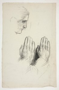 Sketch of a Young Man in Profile; Sketch of Two Sets of Hands in Prayer