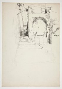 Sketch of an Outdoor Stairway (Italian Pergola, for Book Illustration)
