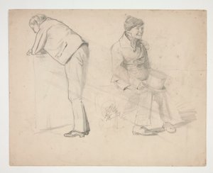 Sketch of Two Men - Unidentified Illustration by Edwin Austin Abbey