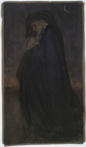 Study. Man in blue cloak, moonlight by Edwin Austin Abbey