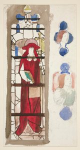Study for an unidentified stained glass window picturing a cardinal by Edwin Austin Abbey