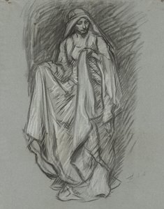 Study for Draped Female, Figure Study for The Quest of the Holy Grail (series of 15 paintings for the Boston Public Library, completed in 1901) by Edwin Austin Abbey