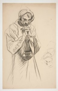 Study of a Robed Figure, Praying, for The Quest of the Holy Grail Mural Series at Boston Public Library
