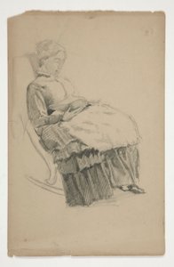 Study of an Elderly Woman in Rocking Chair, Reading