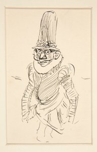 Study of man in XV century costume, possibly a caricature of the period by Edwin Austin Abbey
