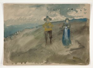 Two Figures in a Landscape (recto); Study of Man by Edwin Austin Abbey
