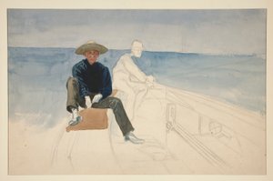 Unfinished Drawing of Two Men Sailing