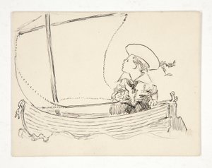 Unidentified Illustration [Boy in a Small Boat] by Edwin Austin Abbey