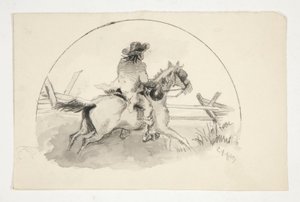 Unidentified Illustration [Man on Horseback] by Edwin Austin Abbey