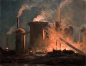 Blast Furnaces, Night by Edwin Butler Bayliss