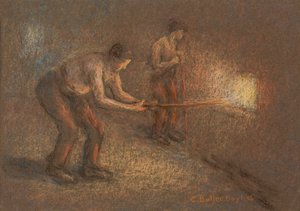 Two stokers at a furnace by Edwin Butler Bayliss