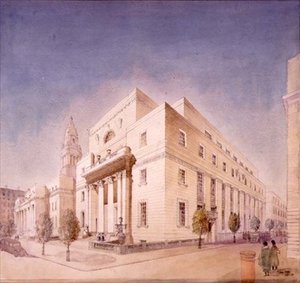 Elevation of the Public Library, Marylebone Road, London by Edwin Cooper