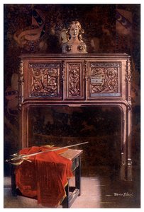 Carved oak Louis XII dressoir, 1910 by Edwin Foley