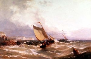 Fishing Boats off a Coastline by Edwin Hayes