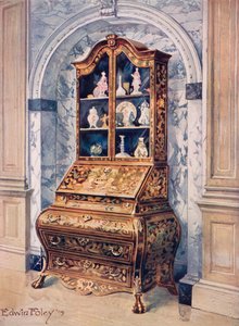 Inlaid Walnut Bombe Bureau-Cabinet