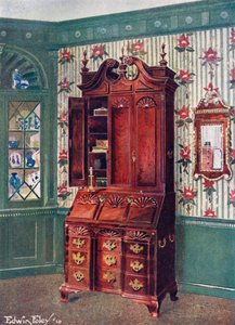 Mahogany Cabinet-Topped Block-Front Scrutoir. Mahogany and Gilt Constitution Mirror