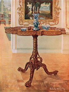 Shaped Fret-Rimmed Gallery Table--Chippendale School by Edwin John Foley