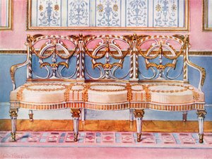 White Gilt and Painted Settee--Pergolesi Influence
