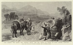 Her Majesty The Queen, the Princess Royal, and the Prince of Wales at Loch Laggan, Scotland