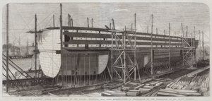 The Great Eastern Steam-Ship Building on the Stocks, Millwall, 22,500 Tons Burden by Edwin Weedon