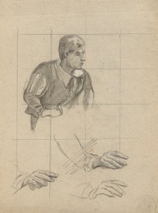 Seated Man and Study of Hands, sketch for Signing of the Compact in the Cabin of the Mayflower