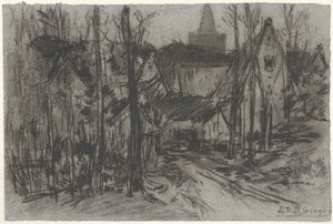 View of a Village through the Trees