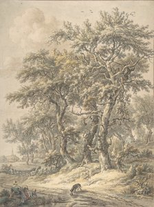 Woman and Child Sitting Next to a Road