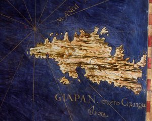 Japan (Cipangu or Cypango) Map made by Egnazio Danti (1536-1586) mathematician, cosmographer and Italian architect. Around 1567. Florence, Palazzo Vecchio, Sala del Mappamondo