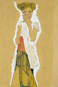 Standing Girl in White Petticoat by Egon Schiele