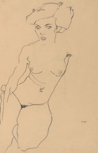 Kneeling Female Nude by Egon Schiele