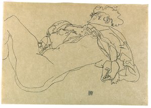 Reclining Female Nude by Egon Schiele