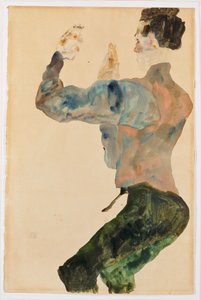Self-Portrait with Raised Arms, Back View by Egon Schiele