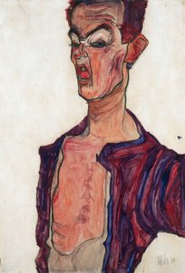 Self-Portrait, Grimacing by Egon Schiele