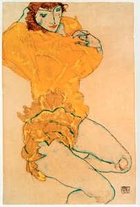 Woman Undressing by Egon Schiele