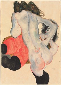 Woman with Red Pants and Standing Female Nude