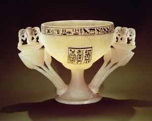 Drinking cup in the form of a half-opened lotus flower, found at the entrance to the tomb of Tutankhamun, New Kingdom