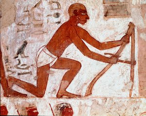 Tomb of Rekhmire: Ploughman with Agricultural Tool by Egyptian 18th Dynasty
