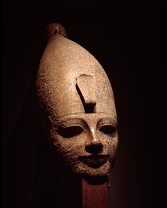 Colossal head of Amenophis III. Rose granite sculpture. 14th century BC. 18th dynasty. Luxor Museum, Egypt