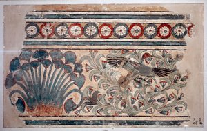 Egyptian antiquity: fragment of fresco from the palace of Amenophis III (Amenhotep) in Malkata. 1342 BC. Cairo, Egyptian Museum by Egyptian 18th Dynasty