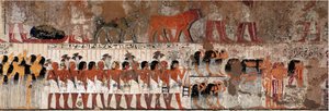 Egyptian Antiquity: Funeral Scene with Weeping. Tomb of Ramose (1411-1375 BC), Governor of Thebes and Vizier, Beginning of the Reign of Amenophis IV. Necropolis of Gournah (Sheikh Abd el-Gournah), Egypt