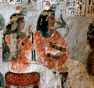 Representation of Nebtawy, wife of the scribe Roy and his sister. Painting of the Tomb of Roy (TT255). 18th dynasty. From the West Bank of Luxor, Egypt