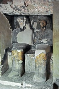 Sculptures Near the Tomb of Khaemhat Representing the Scribe and Imhotep, Valley of the Nobles, Luxor, Egypt by Egyptian 18th Dynasty
