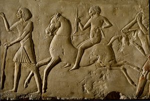 Egyptian Antiquity: Warrior on Horseback. Relief from a Grave of a High Dignitary. 1354-1346 BC. 18th Dynasty. Bologna, Civico Museo Archeologico by Egyptian 18th Dynasty