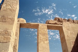 Lintel at the entrance to the Chapel of Hathor, Mortuary Temple of Hatshepsut, New Kingdom, c.1552-1296 BC