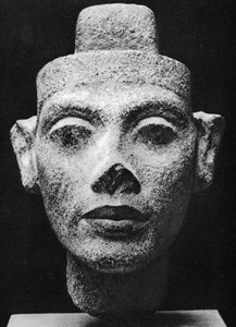 Nefertiti, Queen Consort of Akhenaten the Heretic Pharaoh. 14th Century BC (Sculpture in Dark Granite Bust) by Egyptian 18th Dynasty