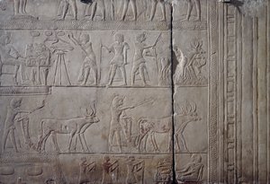 Pharaoh Horemheb depicted while doing agricultural work