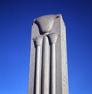 Pillar decorated with stylised lotus plants, from the Great Temple of Amun complex