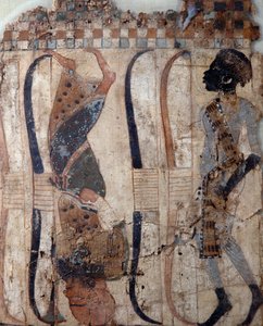 Prisoners of Conquered Countries, Painted on Material from Tomb of Tutankhamun, Egyptian Civilization, New Kingdom, Dynasty XVIII (Detail) by Egyptian 18th Dynasty